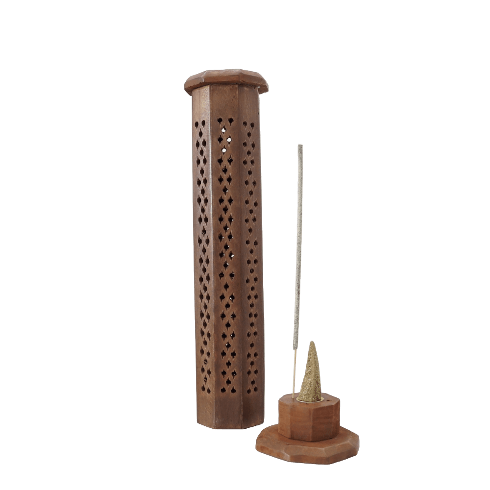 Accesorios Porta Sahumerios Porta sahumerio Torre Octogonal Madera Shantala SA ACCAPSTWM8
